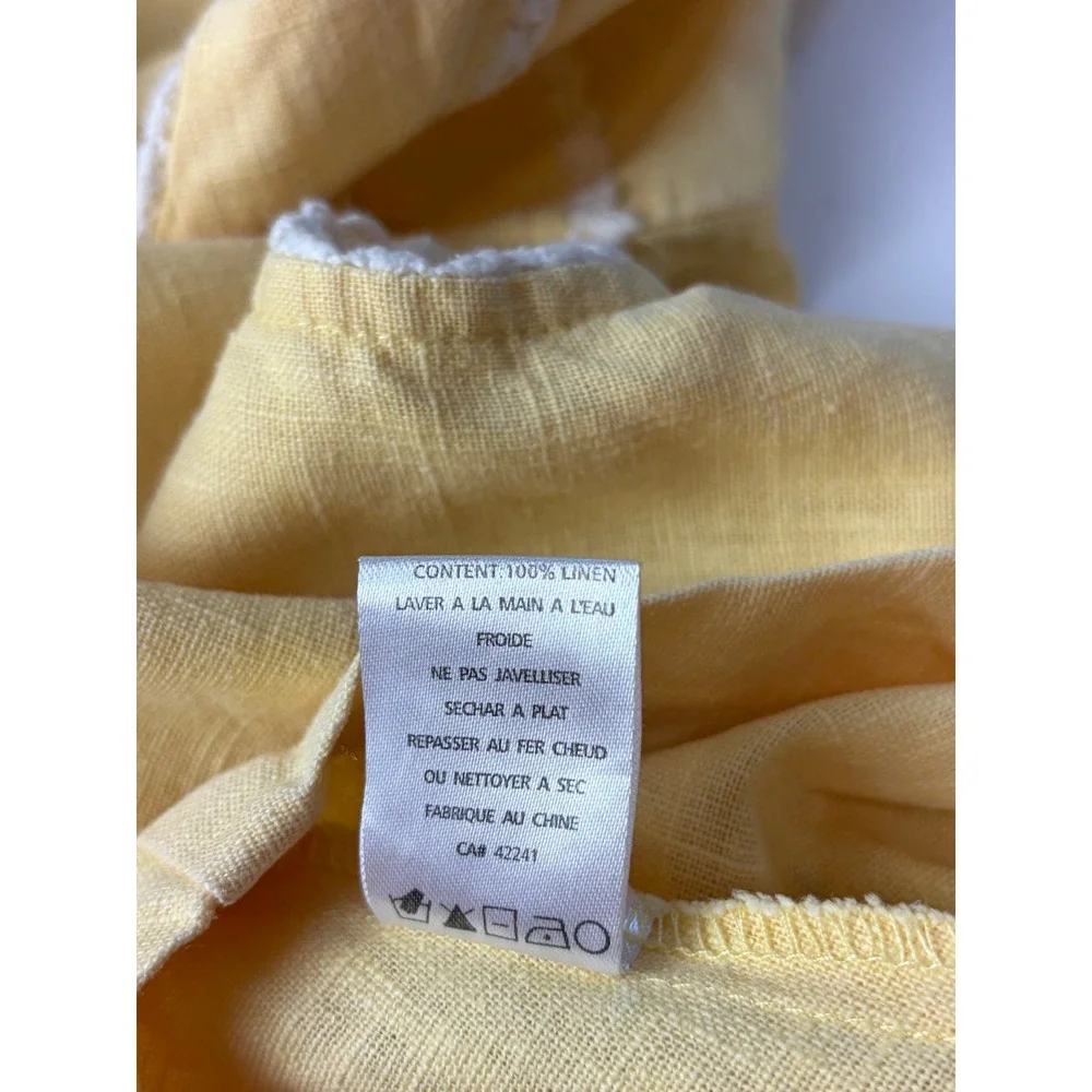 Knitted Dove Anthropologie Yellow Linen Floral Embroidered Lace TrimDress Small